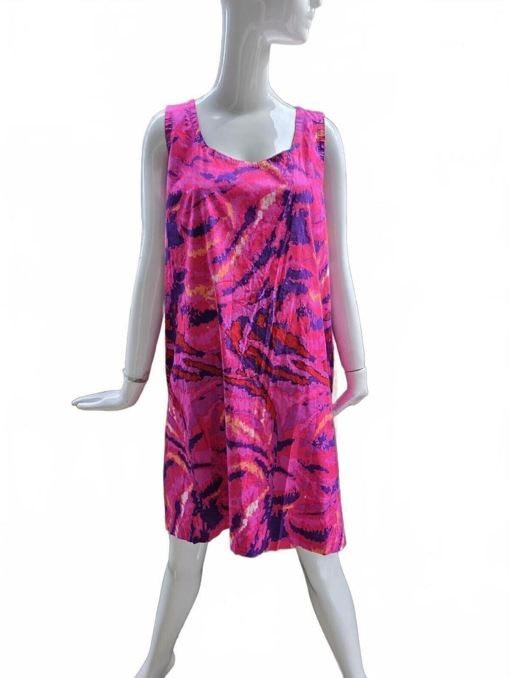Handmade Abstract Pink/Purple Cotton Blend Shift Dress Plus Size 2X 3X